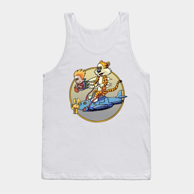 Calvin and Hobbes Pilot Helicopter Tank Top by inhistime5783